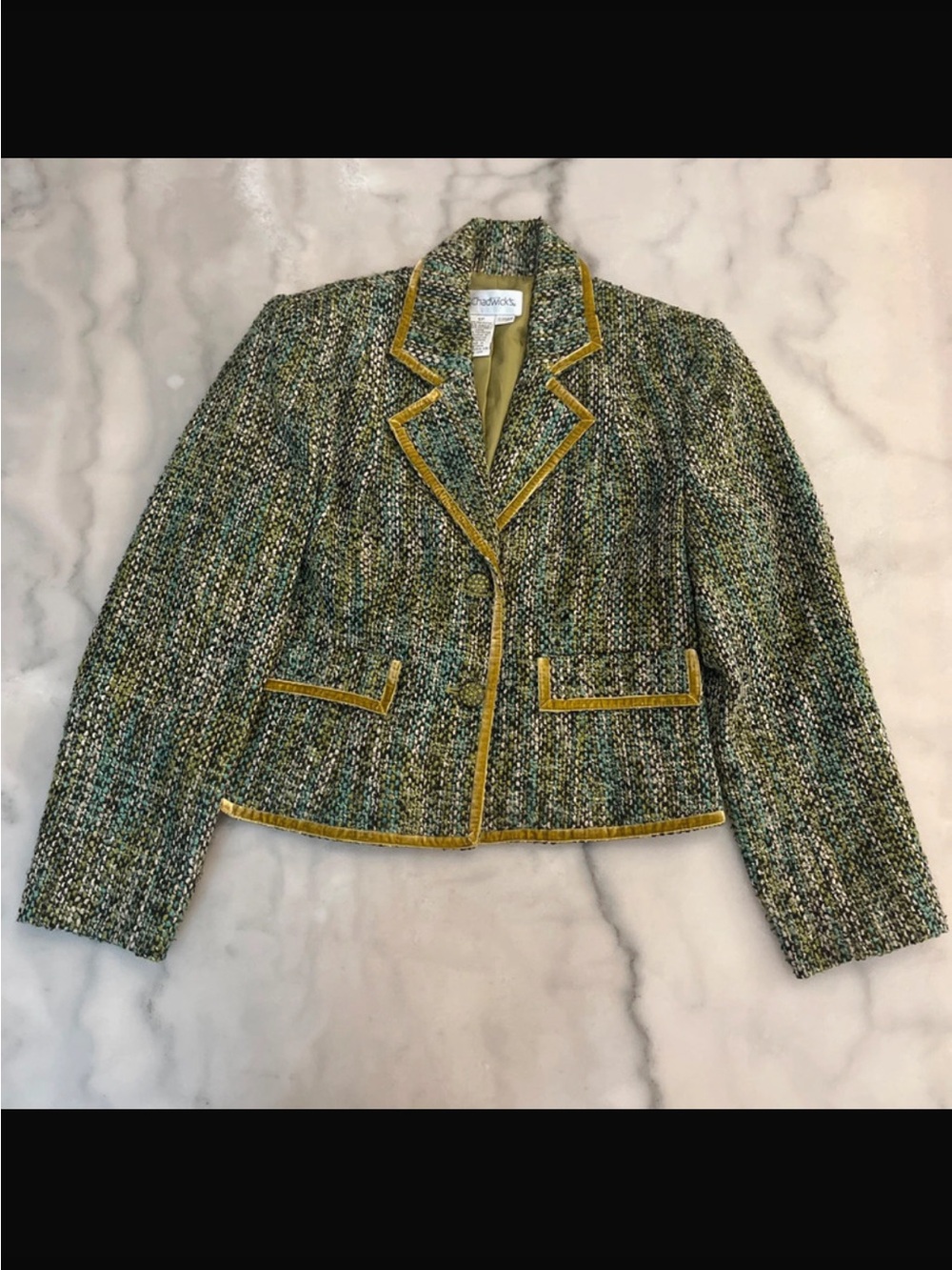 Chadwicks Green Multi Tweed Blazer with Yellow Trim